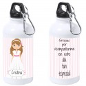 Garrafa de comunhão feminina personalizada com nome e dedicatória