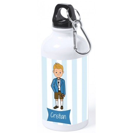 Botella menino comunhão personalizada com nome e texto