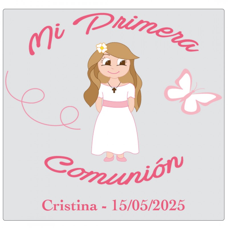 Adesivo personalizado para menina da comunhão com nome e data