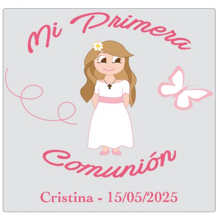 Adesivo personalizado para menina da comunhão com nome e data
