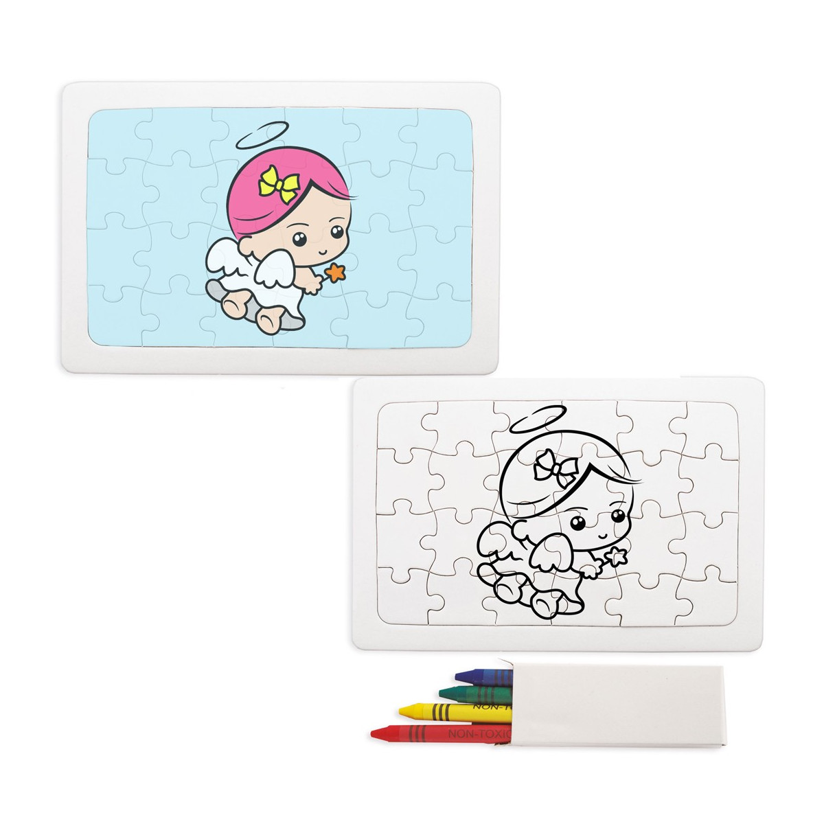 Quebra-cabeça para colorir menina angelical
