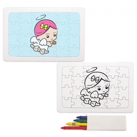 Quebra-cabeça para colorir menina angelical
