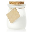Vela aromática de baunilha personalizada com adesivo dos noivos em bolsa de organza branca