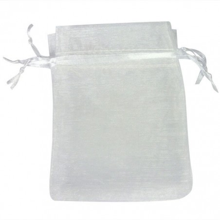 Vela aromática de baunilha personalizada com adesivo dos noivos em bolsa de organza branca