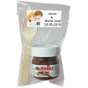 Casamento nutella com colher em bolsa transparente personalizada com adesivo