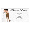 Cartão de casamento com nome dos convidados para fechamento da sacola e apresentação personalizada