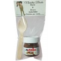 Nutella com colher apresentada em bolsa transparente com cartão personalizado