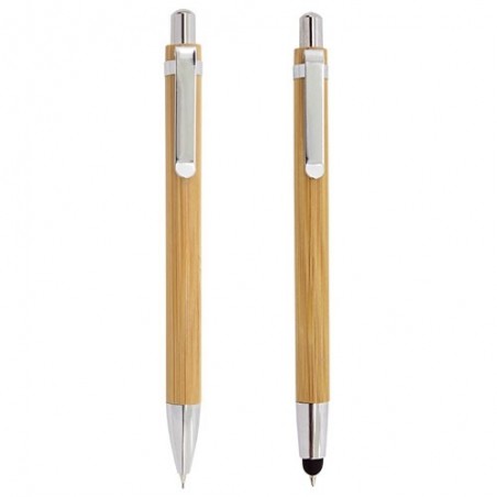 Conjunto de canetas esferográficas e lapiseiras bamboo personalizadas com nome e data