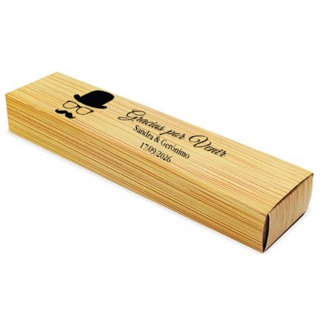 Conjunto de caneta e lapiseira de bambu personalizados com nome e data