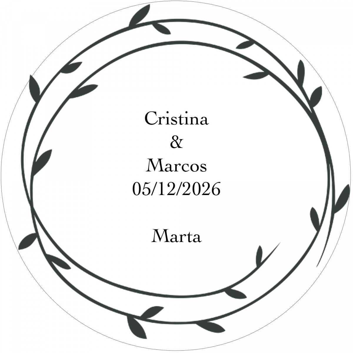 Adesivo personalizado com o nome do convidado e dos noivos