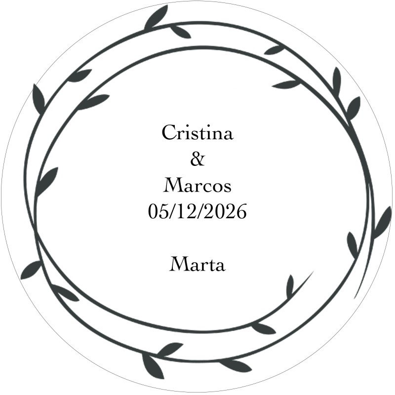 Adesivo personalizado com o nome do convidado e dos noivos