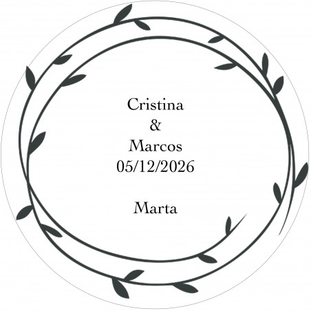 Adesivo personalizado com o nome do convidado e dos noivos