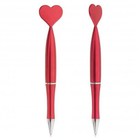 Caneta coração vermelho metalizado