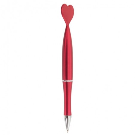 Caneta coração vermelho metalizado