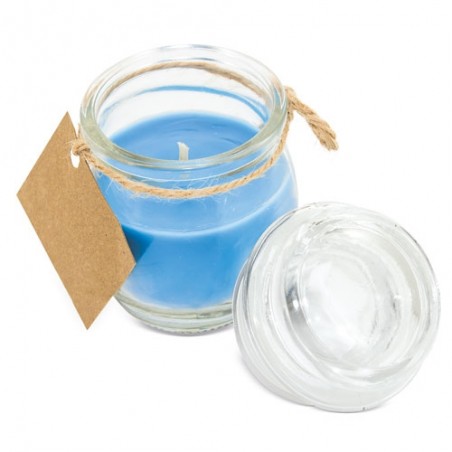 Vela perfumada colorida em frasco de vidro
