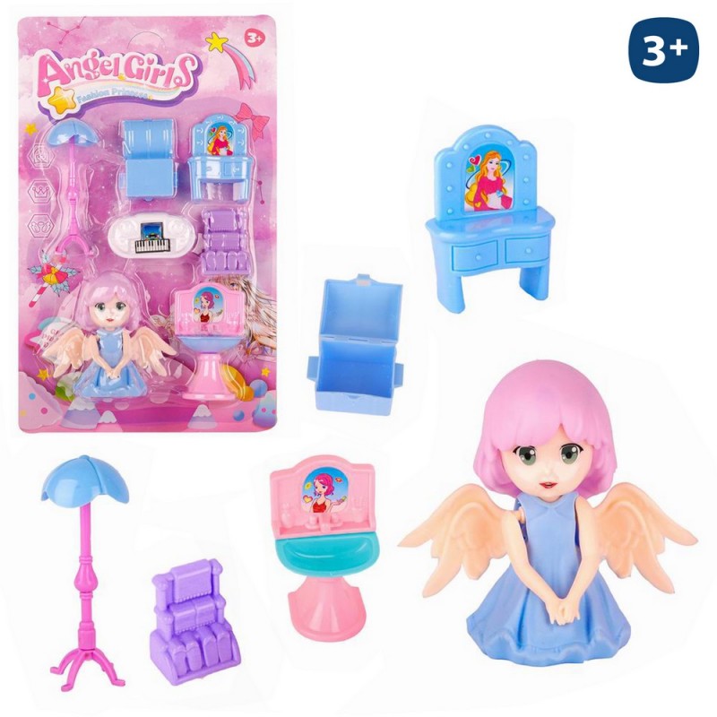 Boneca pequena de anjo com acessórios