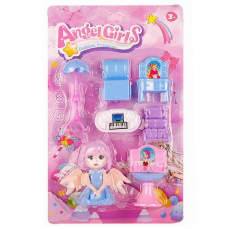 Boneca pequena de anjo com acessórios