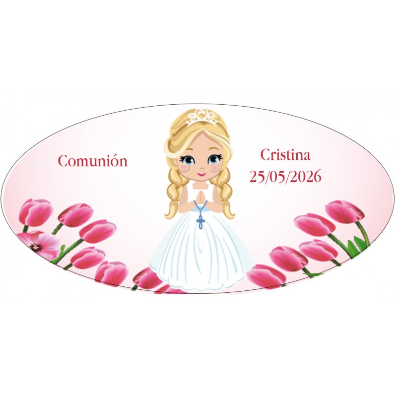 Adesivo ovalado menina comunhão