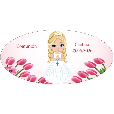 Adesivo ovalado menina comunhão