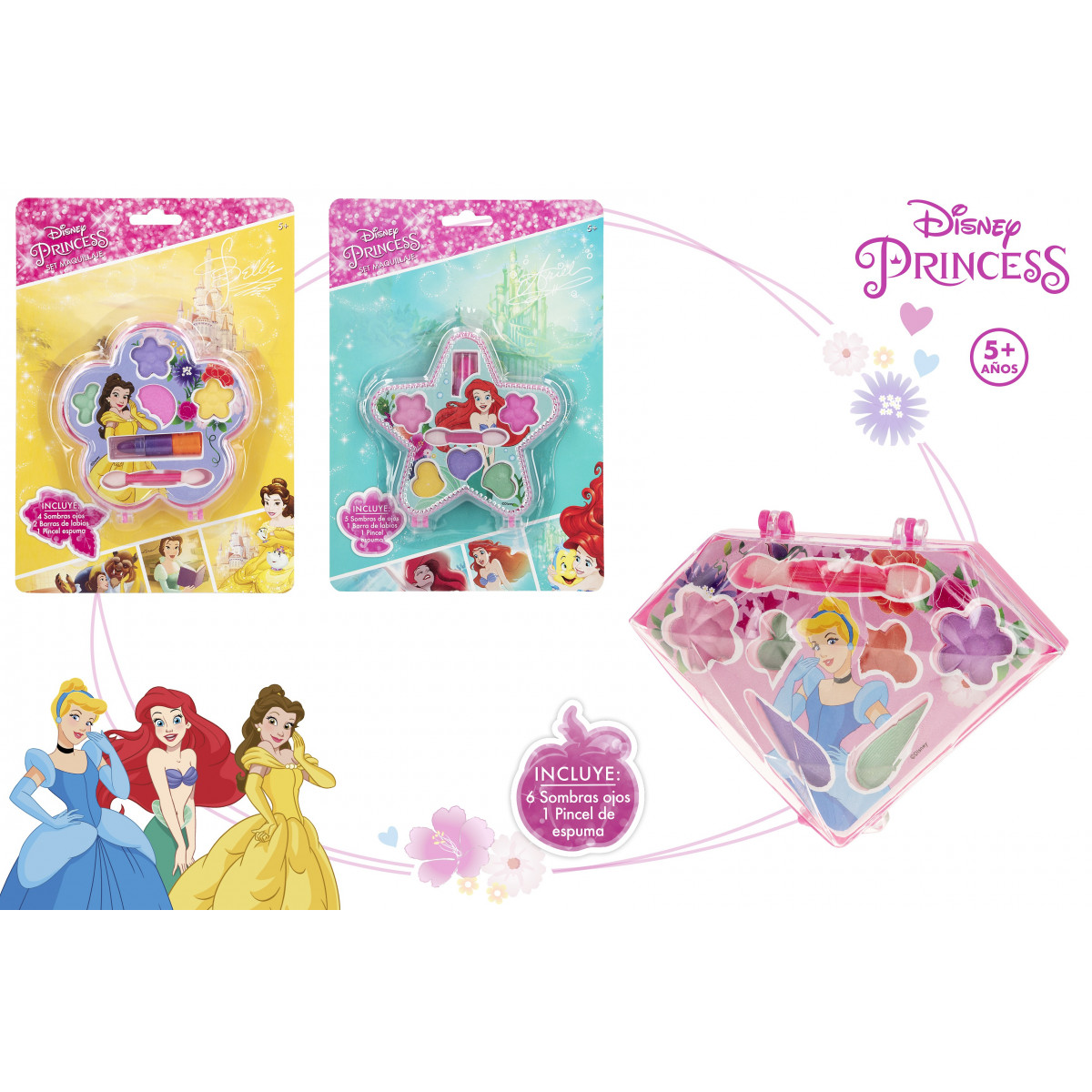 Saco de maquiagem da princesa de disney, jogo de maquiagem da princesa,  conjunto de maquiagem para