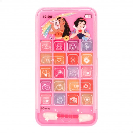Brilhos labiais princesas disney em caixa com forma de telefone móvel