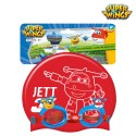 Óculos Super Wings com touca de banho infantil