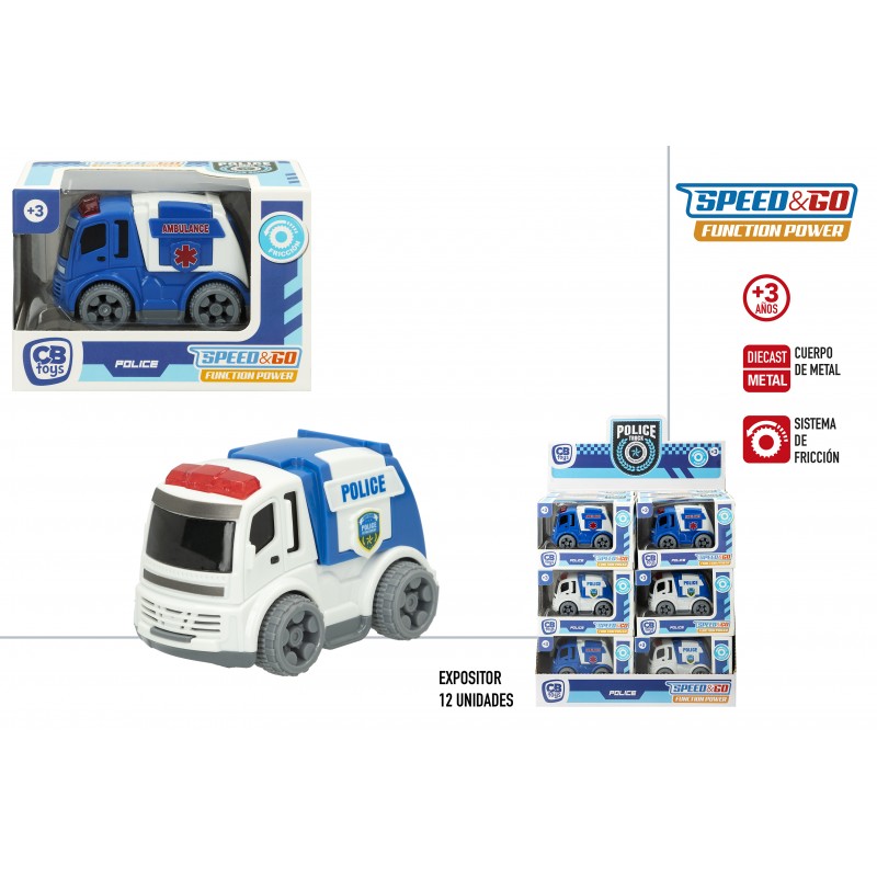 Caminhão de metal polícia ou ambulância com sistema de fricção
