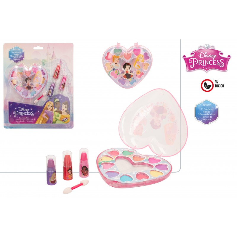 Conjunto de maquiagem princesas disney coração