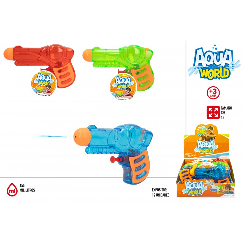 Pistola de água sortida em cores 15cm