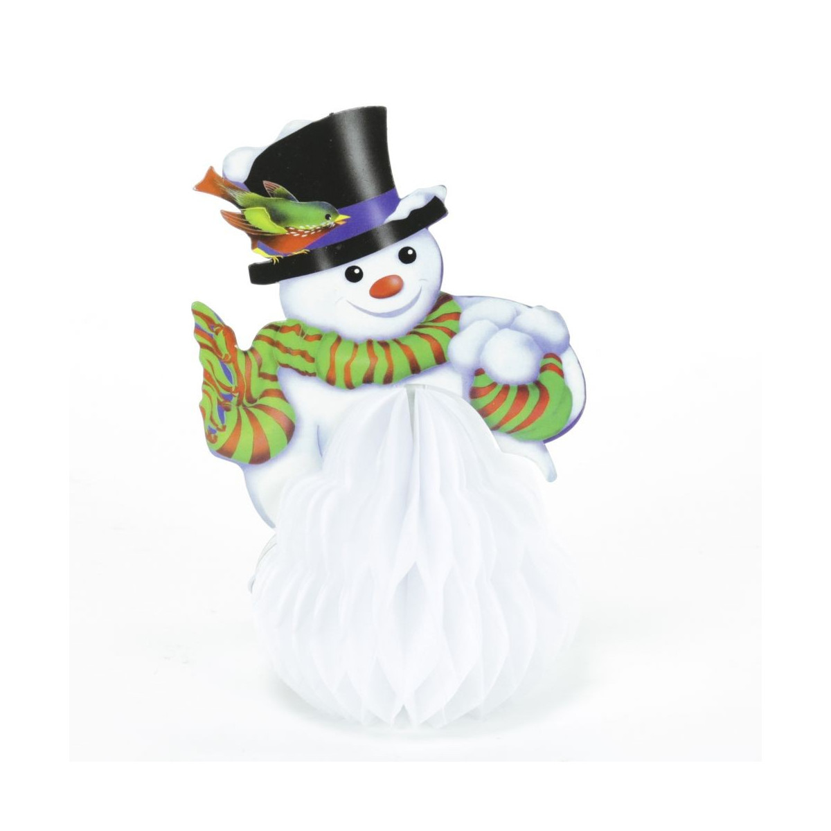 Centro de mesa de papel para o Natal em forma de boneco de neve