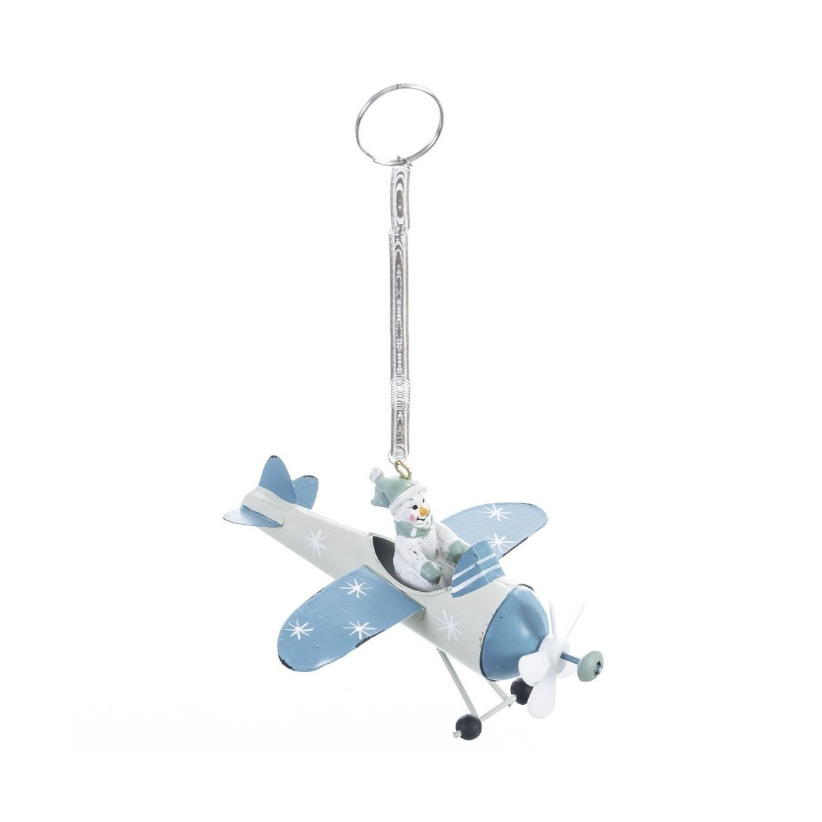 Colgante de natal em forma de avião com boneco de natal