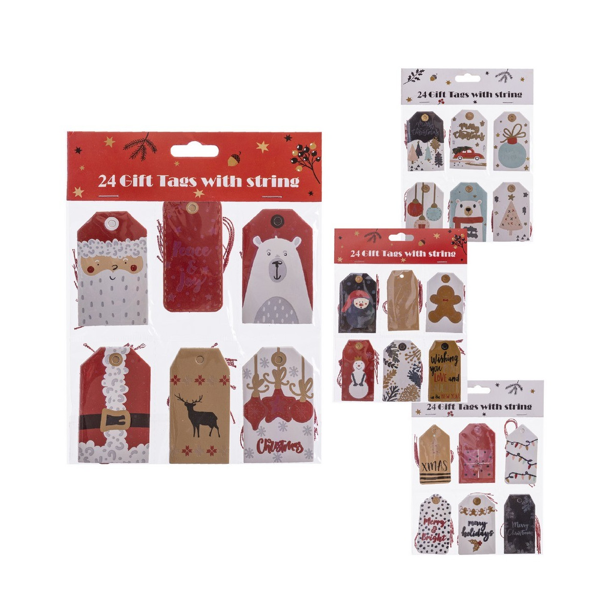 Conjunto de 24 cartões de presente para o Natal