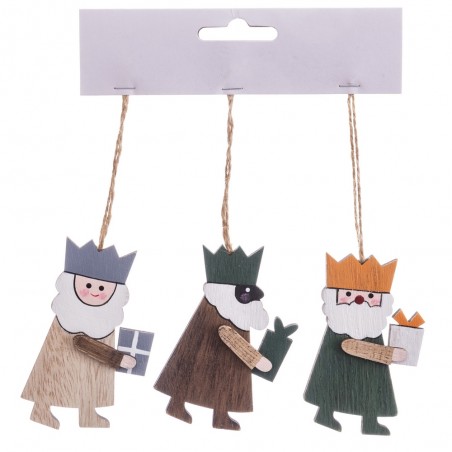 Conjunto de 3 figuras de madeira para árvore de Natal em...