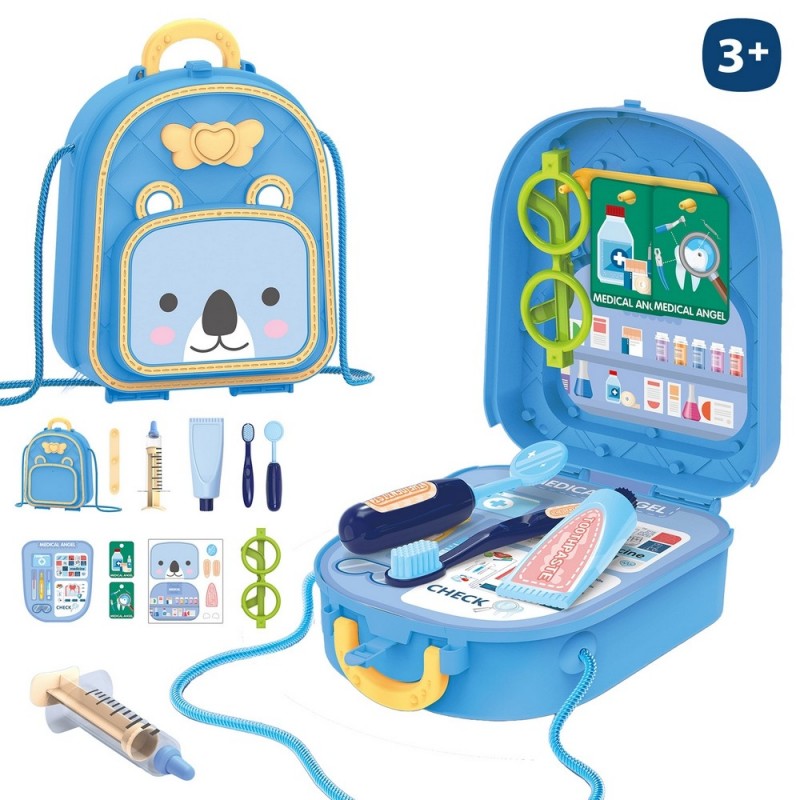 Mochila de brinquedo de médico com acessórios de brinquedo