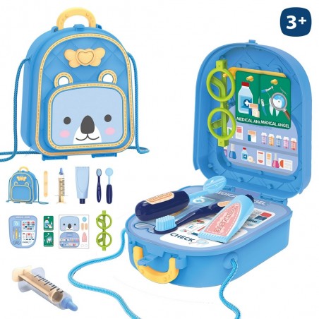 Mochila de brinquedo de médico com acessórios de brinquedo