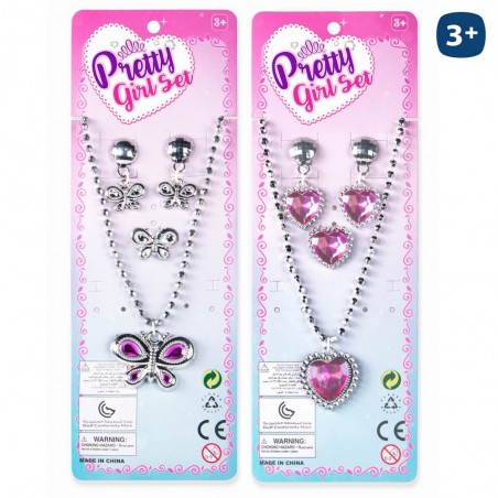 Colar brincos e anel de brinquedos para meninas
