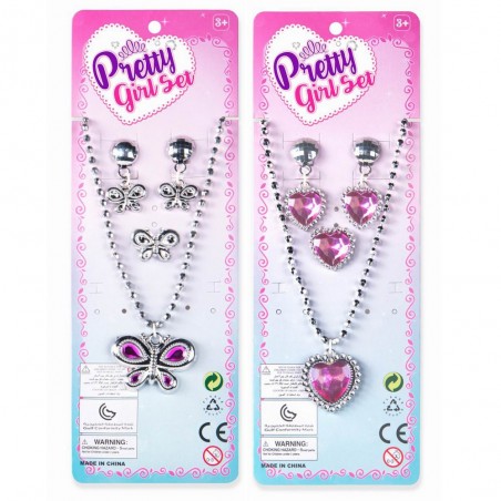 Colar brincos e anel de brinquedos para meninas