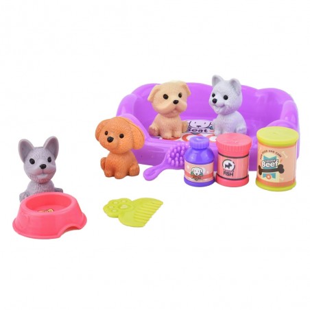 Cães mini de brinquedo com acessórios