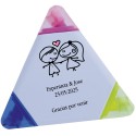 Marcador de casamento tricolor personalizado com nomes e frase