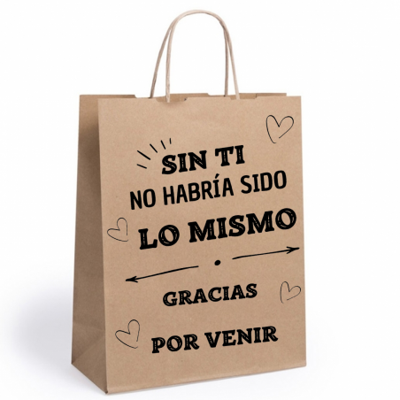 Vinho personalizado com nome do convidado e dos noivos apresentado em bolsa com dedicatória