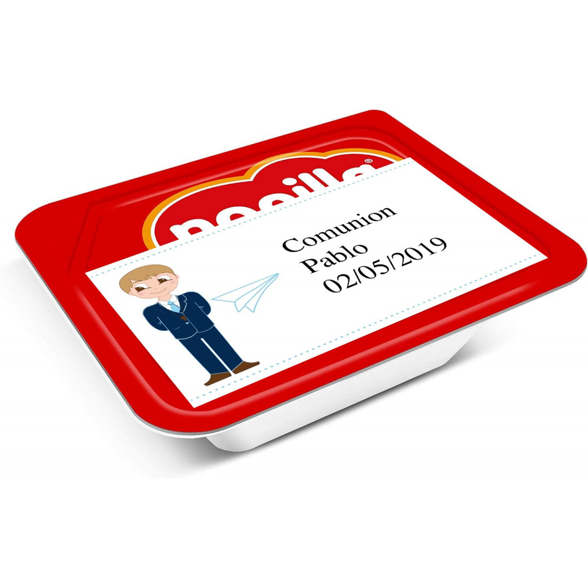 Adesivo personalizado de Nutella com Comunhão para menino