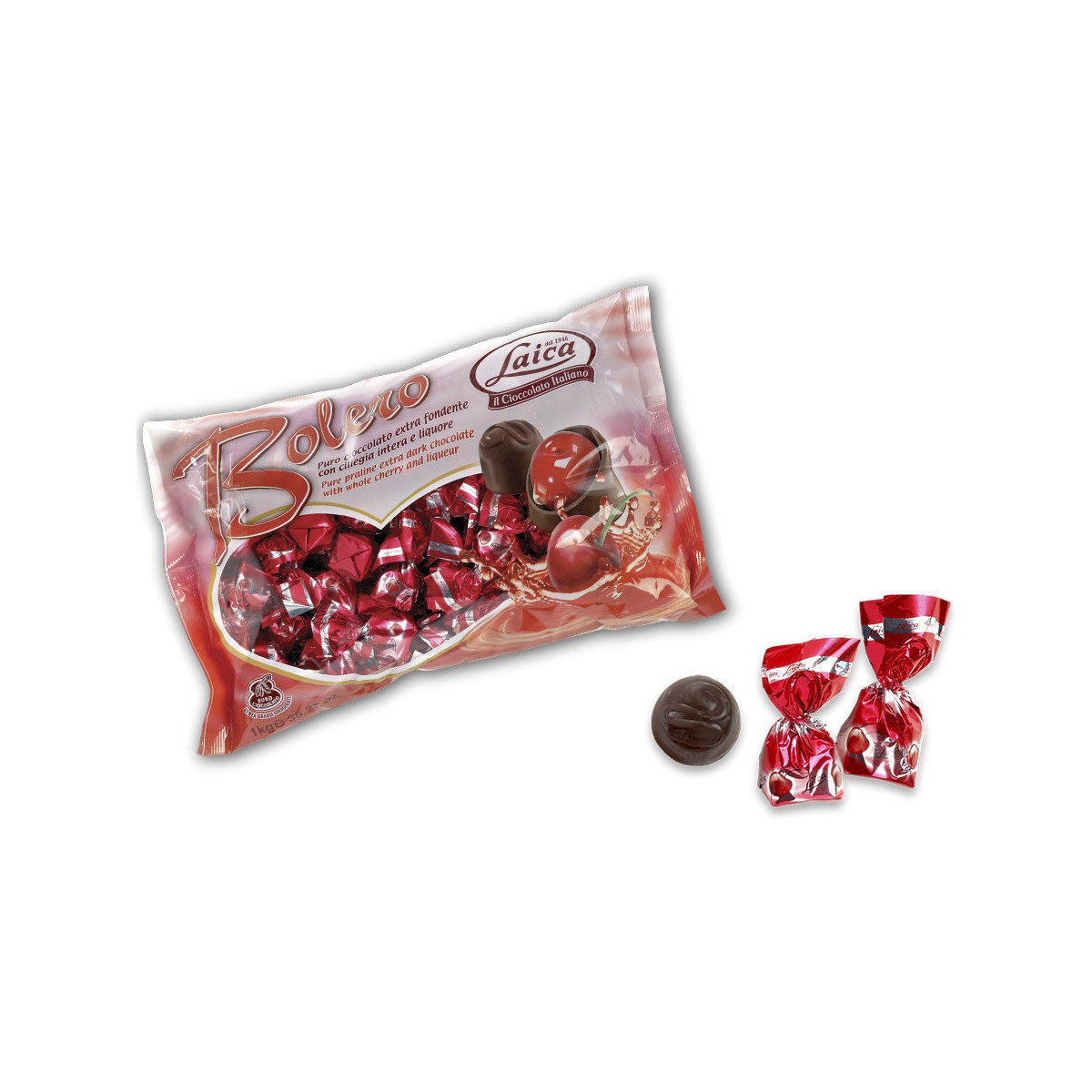 Bombons recheados com licor e cereja