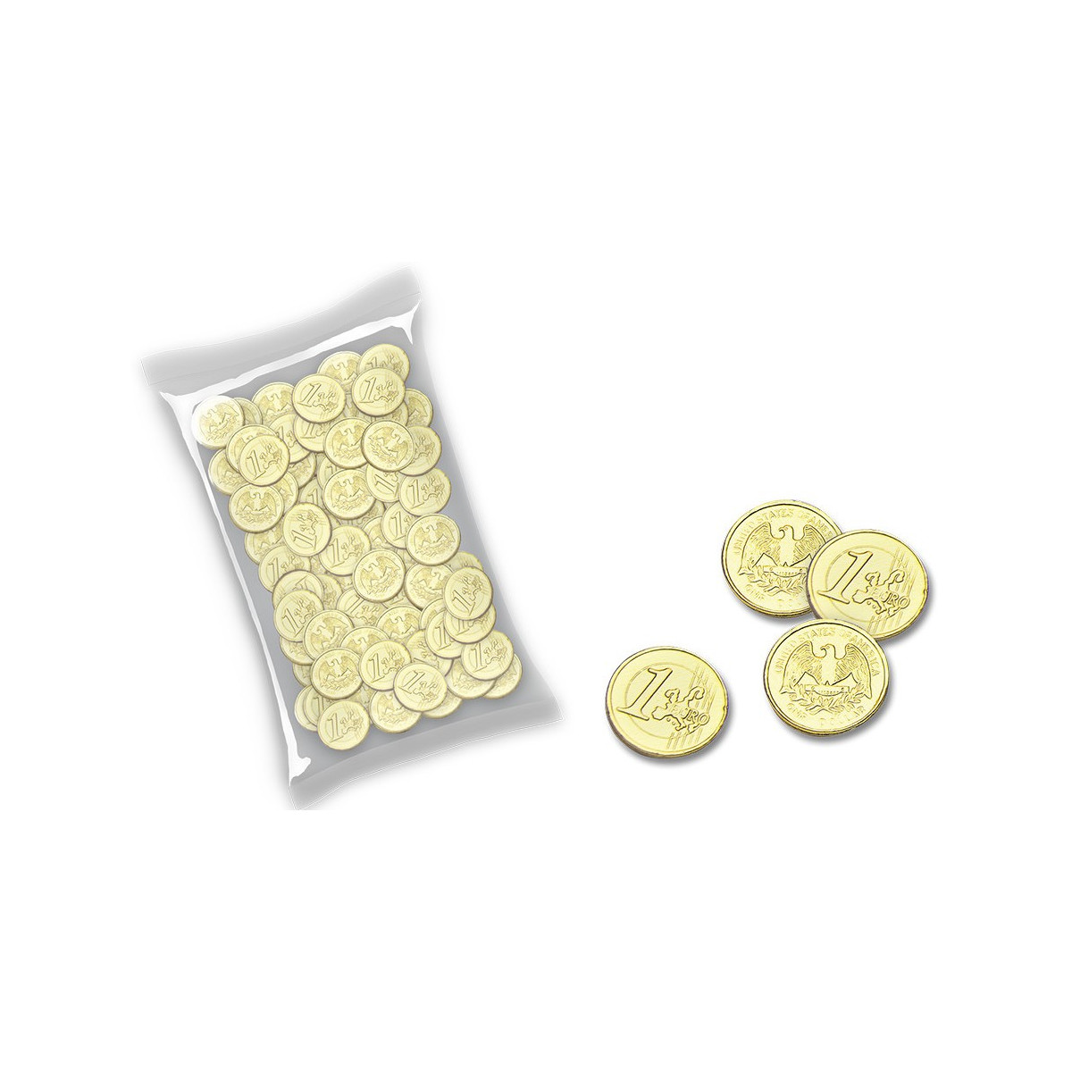 Moedas de chocolate dourado de 1 euro