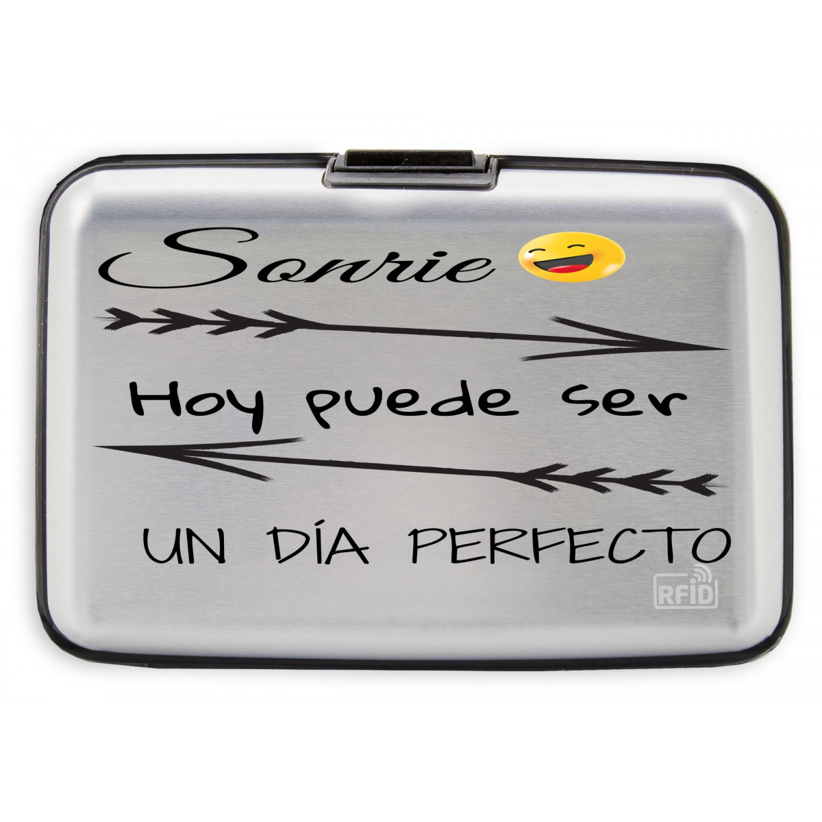 Porta-cartão sanfonado de metal personalizado com citação inspiradora