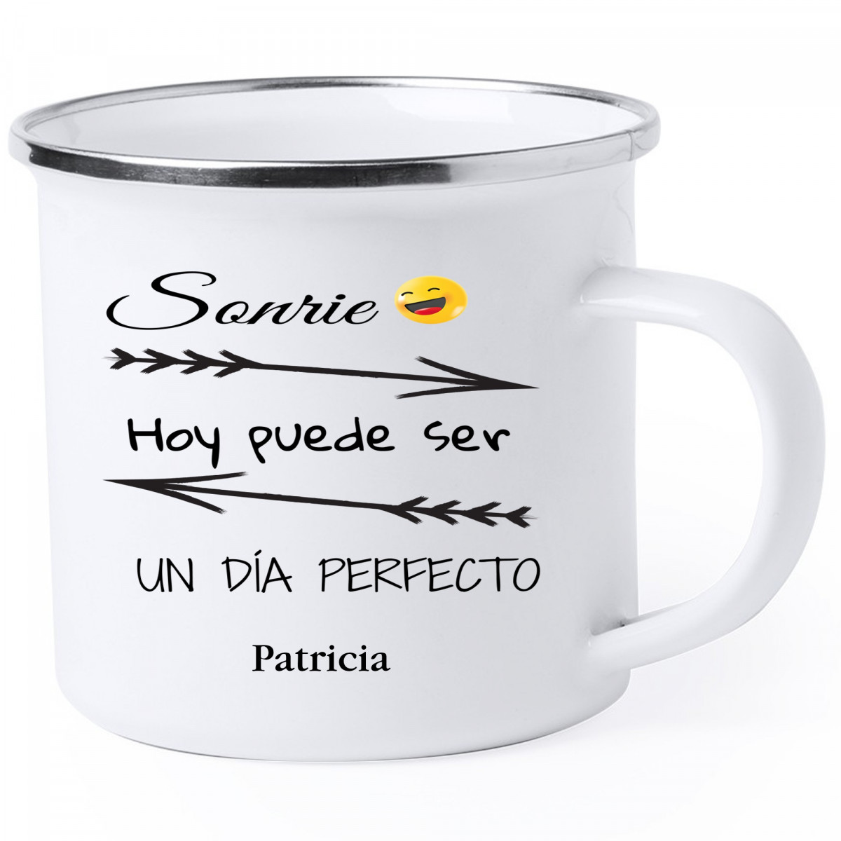 Caneca de metal com frase motivacional personalizada com seu nome