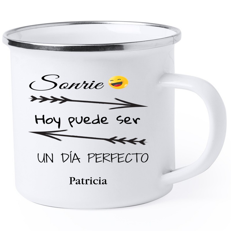 Caneca de metal com frase motivacional personalizada com seu nome