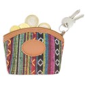 Bolsa de tecido com zíper e argola para chaveiro