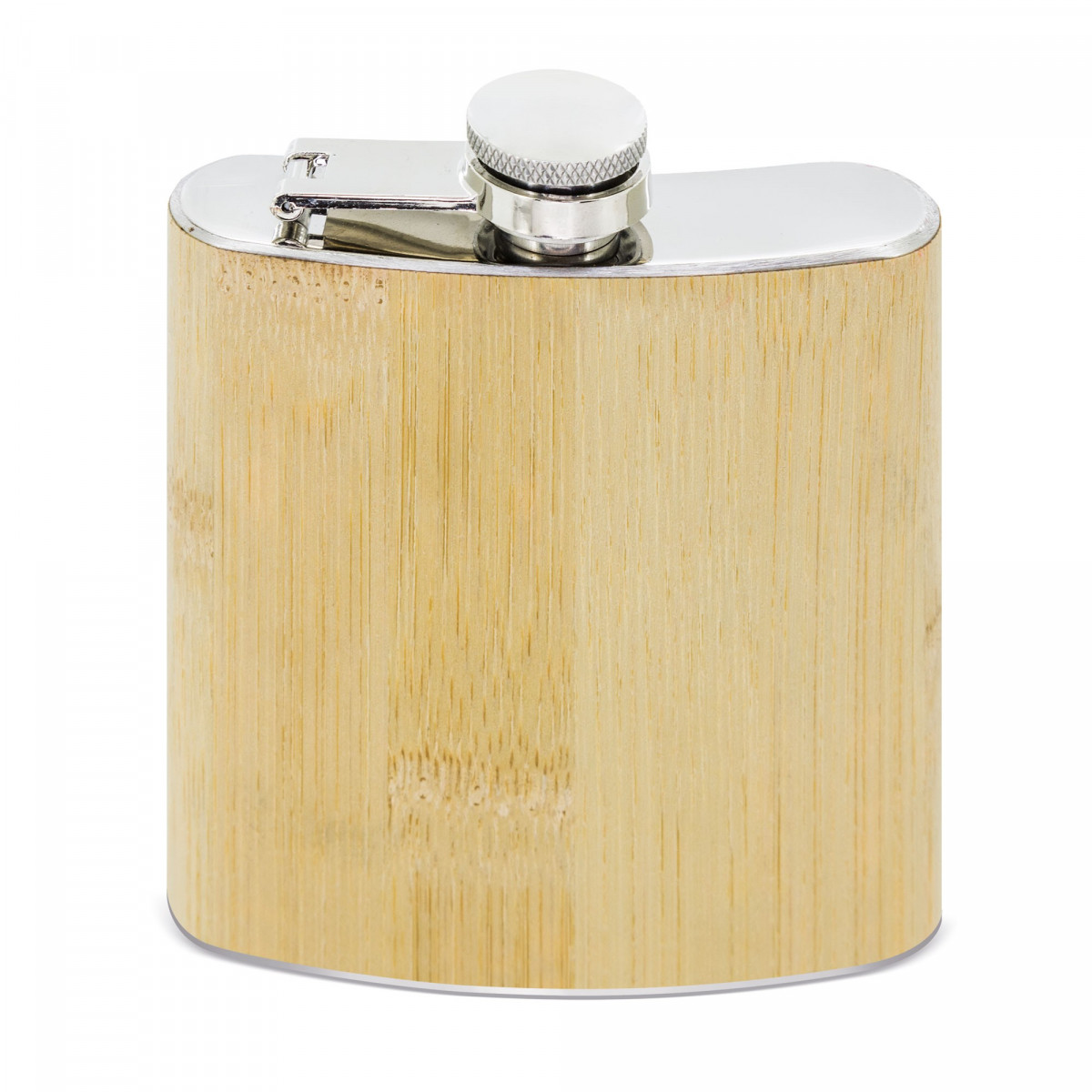 Flask de licoreiro fabricada em aço inoxidável e bambu