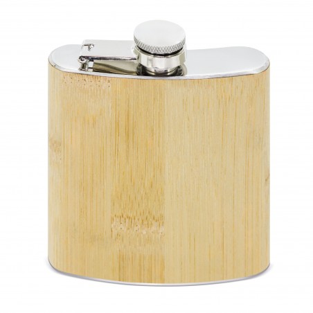 Flask de licoreiro fabricada em aço inoxidável e bambu