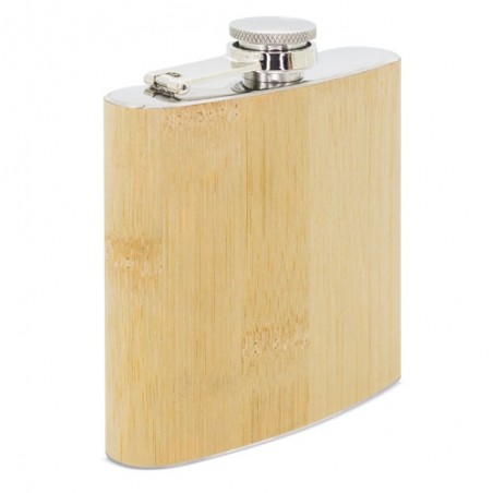 Flask de licoreiro fabricada em aço inoxidável e bambu